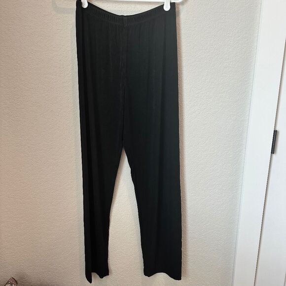 Chico’s Travelers Black Wide Leg Comfy Stretchy Pull On Pants - Size L (2) - EUC